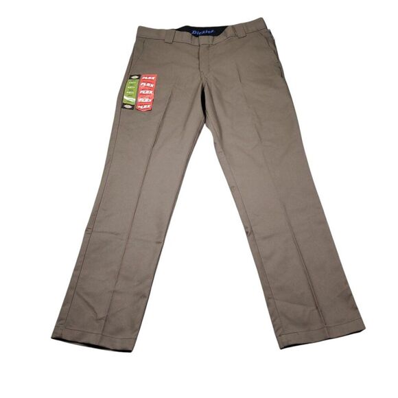 Dickies Slim Fit Tapered Twill Flex Brown Work Pants Men's Size 36 x 32